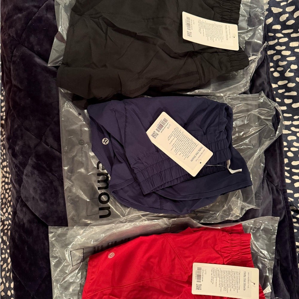 SOLD lululemon shorts bundle - Black, Blue, and Red